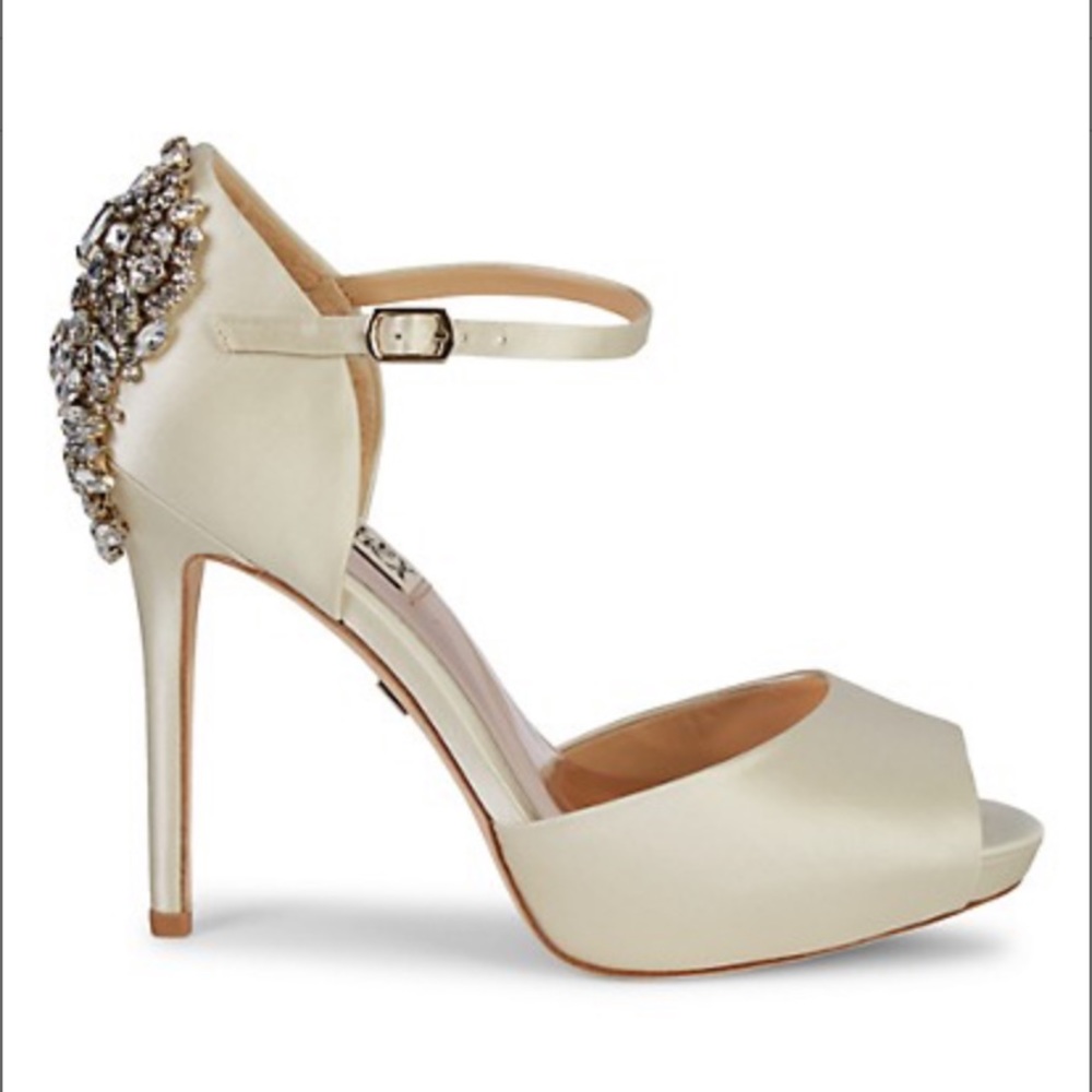 Badgley Mischka Dawn Embellished Satin Ankle-Strap